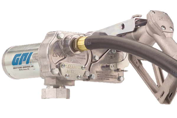 GPI® M-240S-MU 24V Aluminum Gear Pump with Manual Unleaded Nozzle