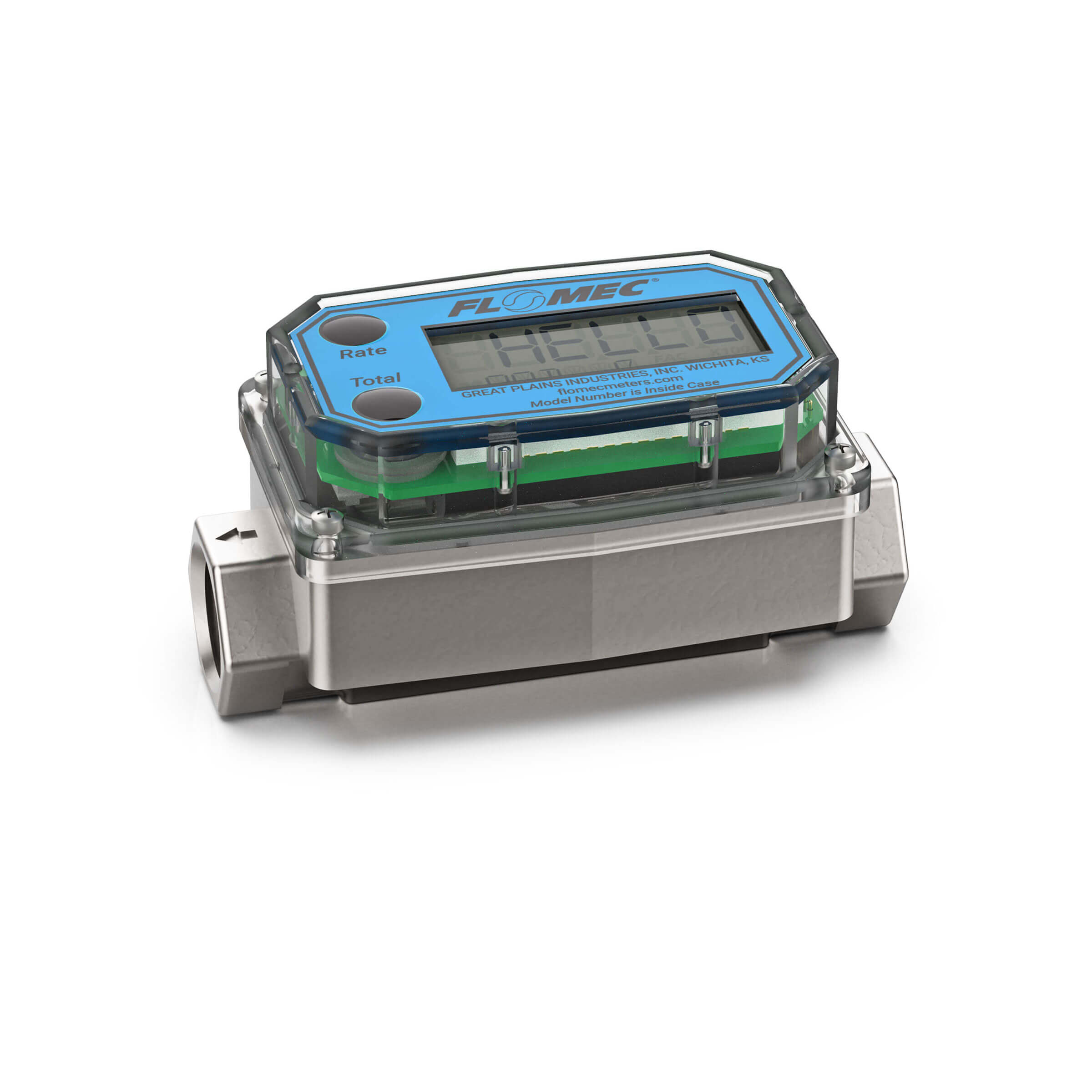 Flomec G2A-05-N-Q Turbine Flow Meter, Battery Powered Display, Aluminum ...