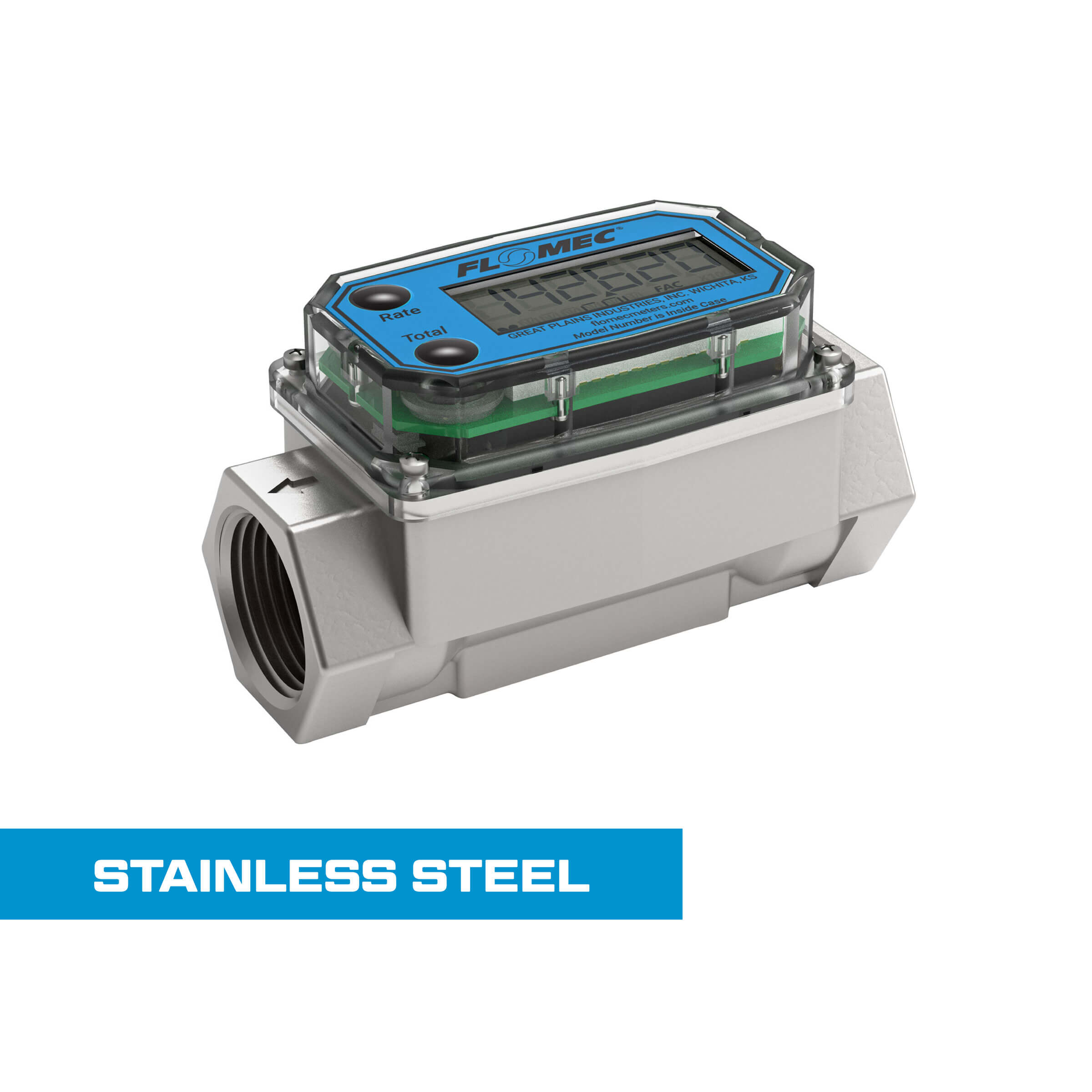 Flomec G2S-05-N-Q Turbine Flow Meter, Battery Powered Display ...
